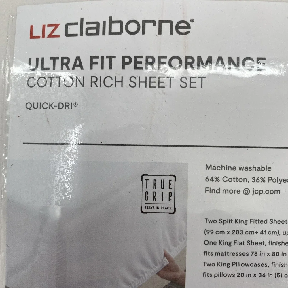 Liz Claiborne Sheet Set SPLIT KING Classic Taupe 575 Thread Count Cotton Blend